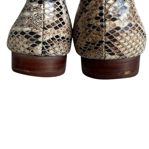 Sole Society Snakeskin Flats Womens 5.5 Tan Leather Pointed Toe Slip On - Picture 5 of 7